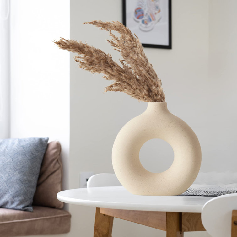 Ivy Bronx White Donut Vase Ceramic Vase For Pampas Grass Wayfair.co.uk